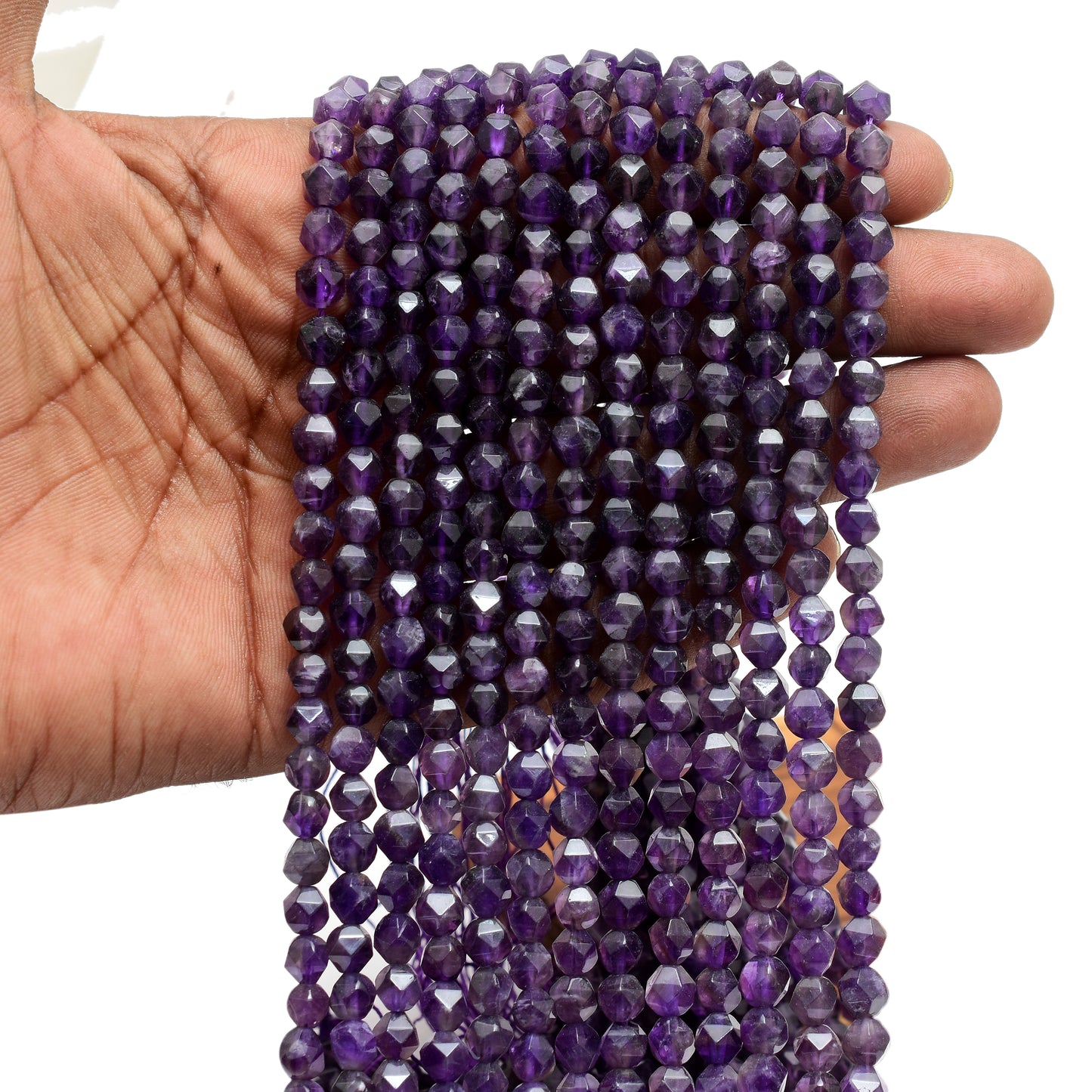 Kamal Gems | Amethyst Diamond-Cut Beads, 15"