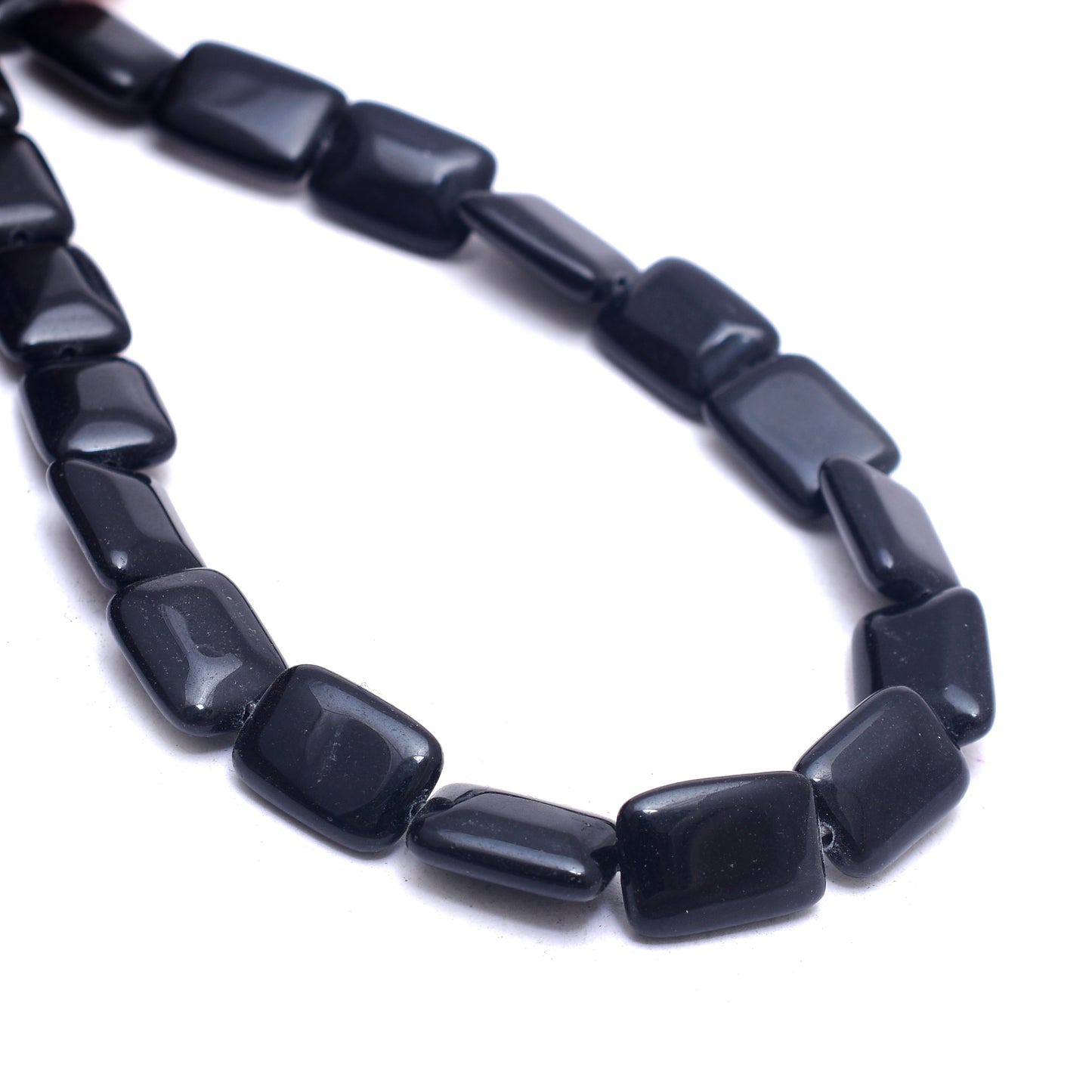 Kamal Gems | Black Rectangular-Shaped Onyx Beads Strand, 15"