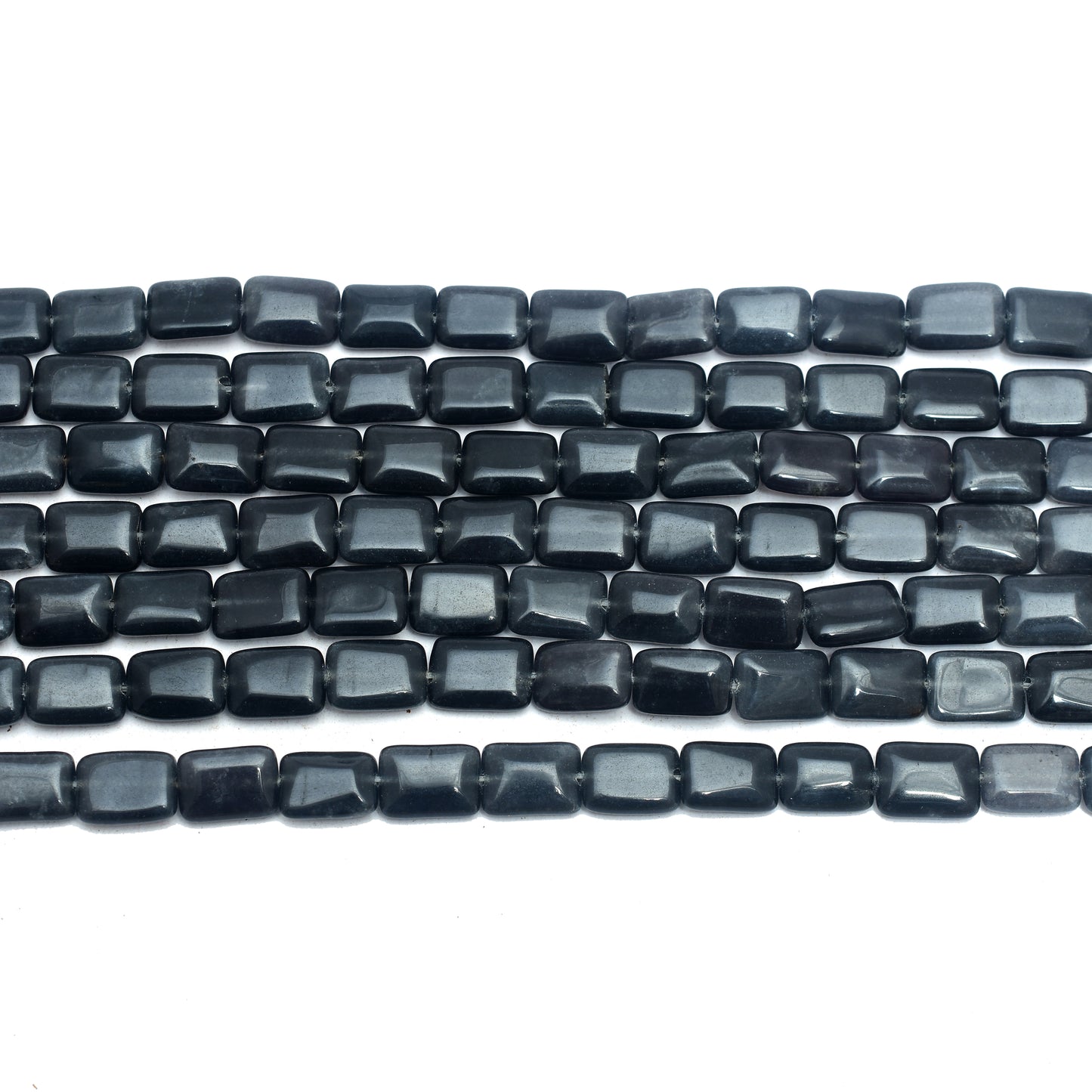 Kamal Gems | Dark Gray Rectangular-Shaped Onyx Beads, 15"