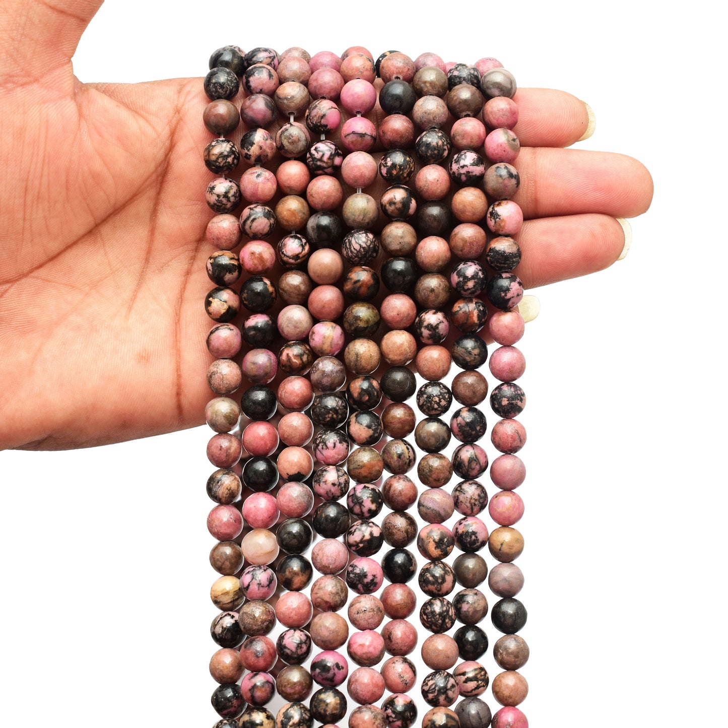 Kamal Gems | Black Rhodonite Gemstone Beads Strand, 15"