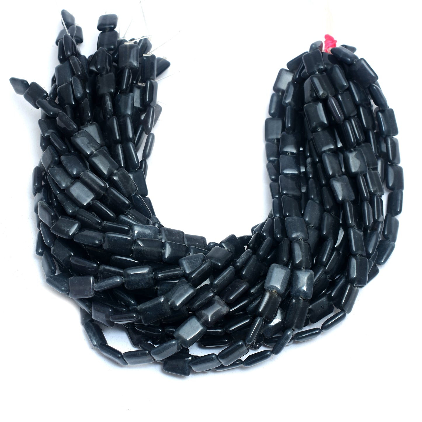 Kamal Gems | Dark Gray Rectangular-Shaped Onyx Beads, 15"