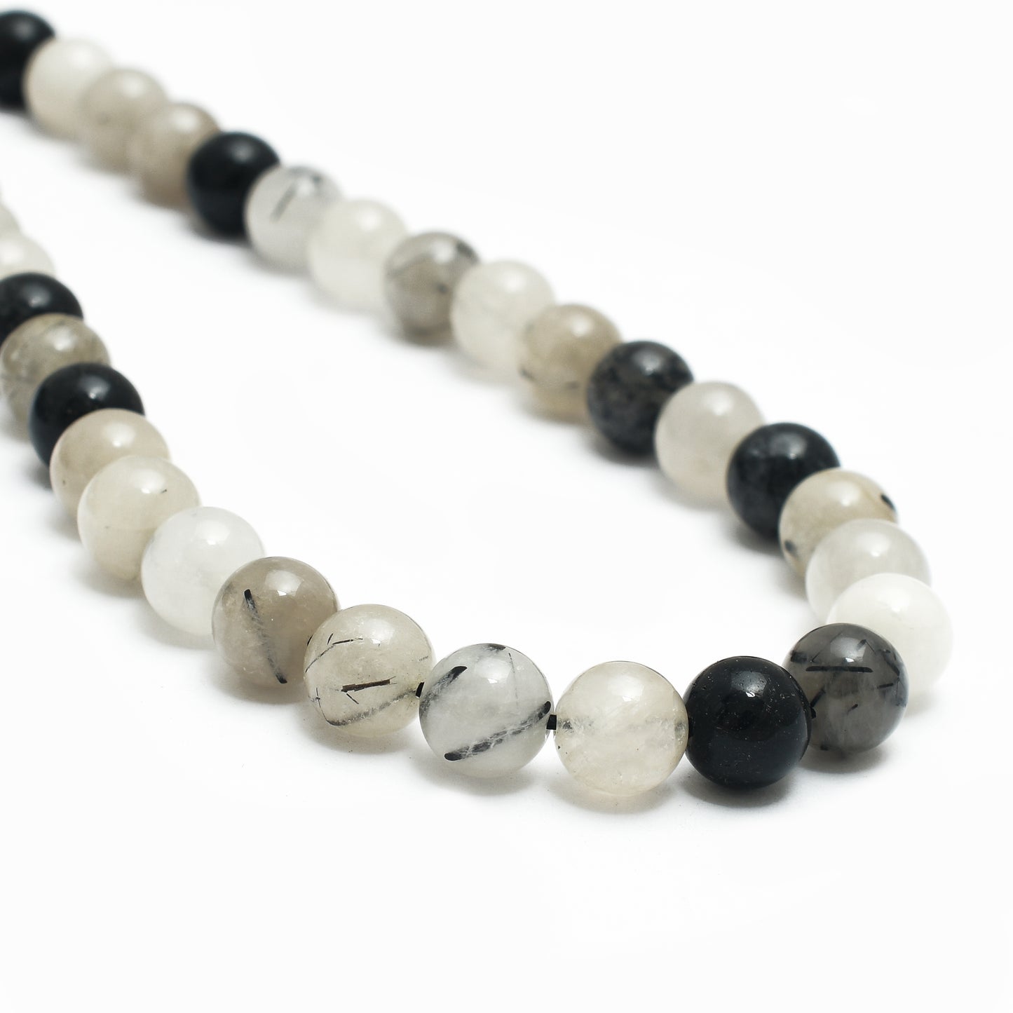 Kamal Gems | Black Rutile(B) Gemstone Bead Strand, 15"