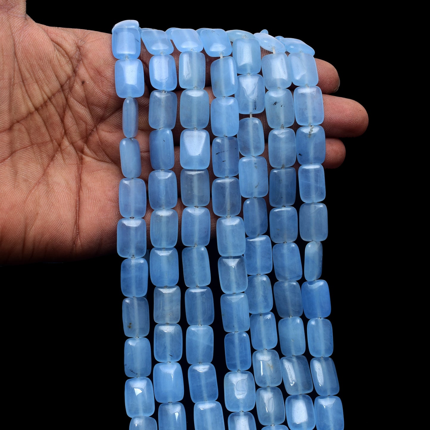 Kamal Gems | Blue Rectangular-Shaped Onyx Beads, 15"