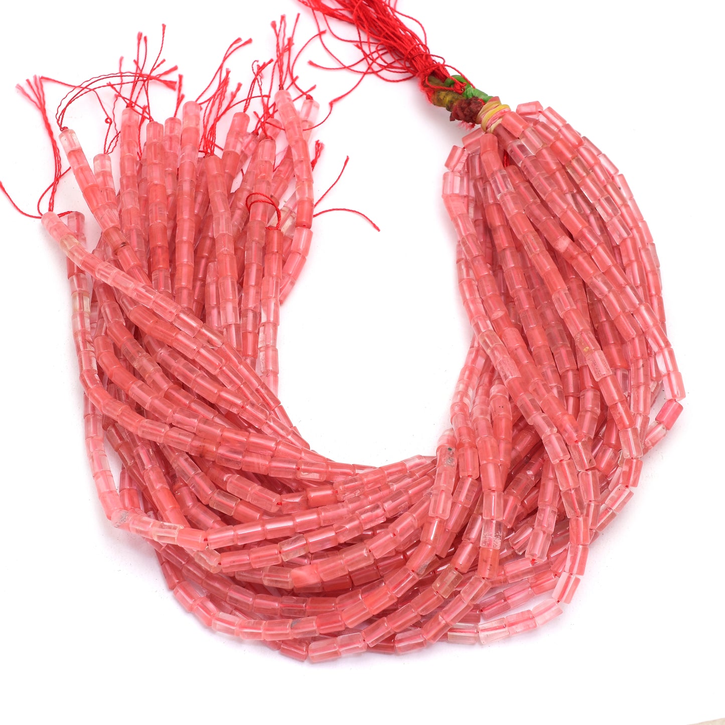 Kamal Gems | Cherry Quartz Tube-Shaped Beads, 15"