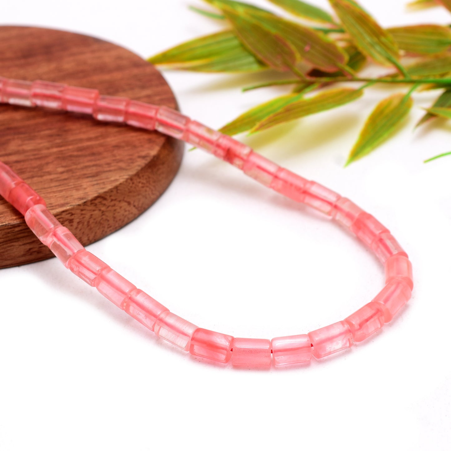 Kamal Gems | Cherry Quartz Tube-Shaped Beads, 15"