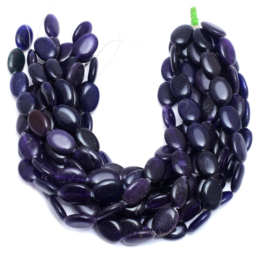 Kamal Gems | Violet Oval-Shaped Onyx Beads, 15"