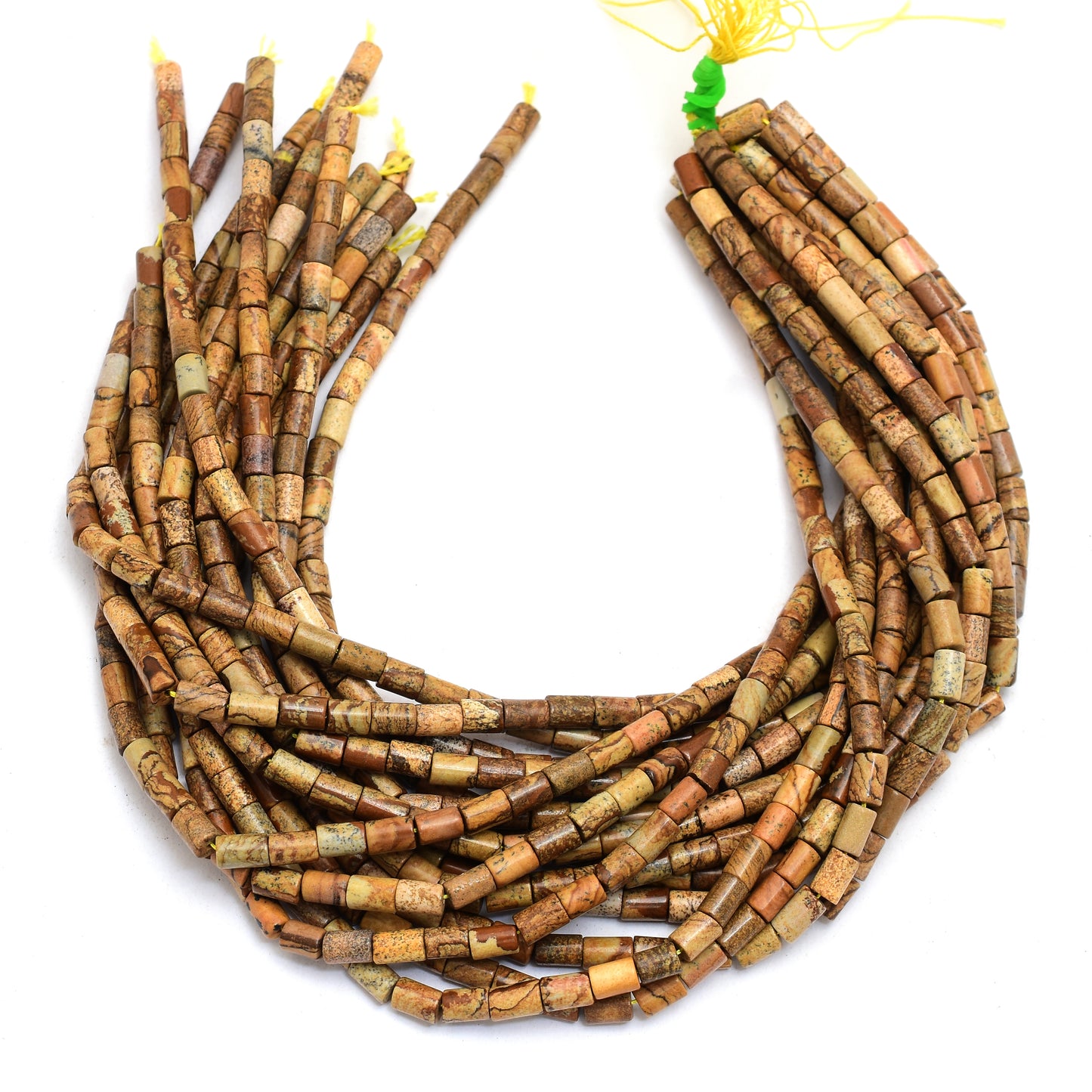 Kamal Gems | Picture Jasper Tube-Shaped Gemstone Beads, 15"