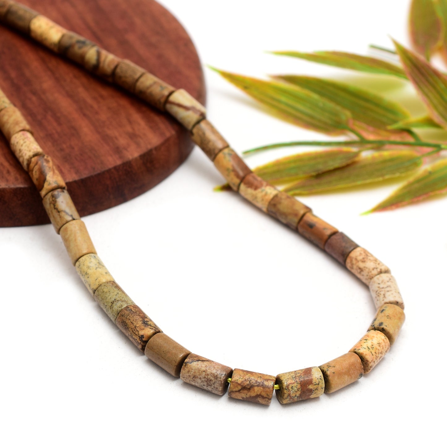 Kamal Gems | Picture Jasper Tube-Shaped Gemstone Beads, 15"