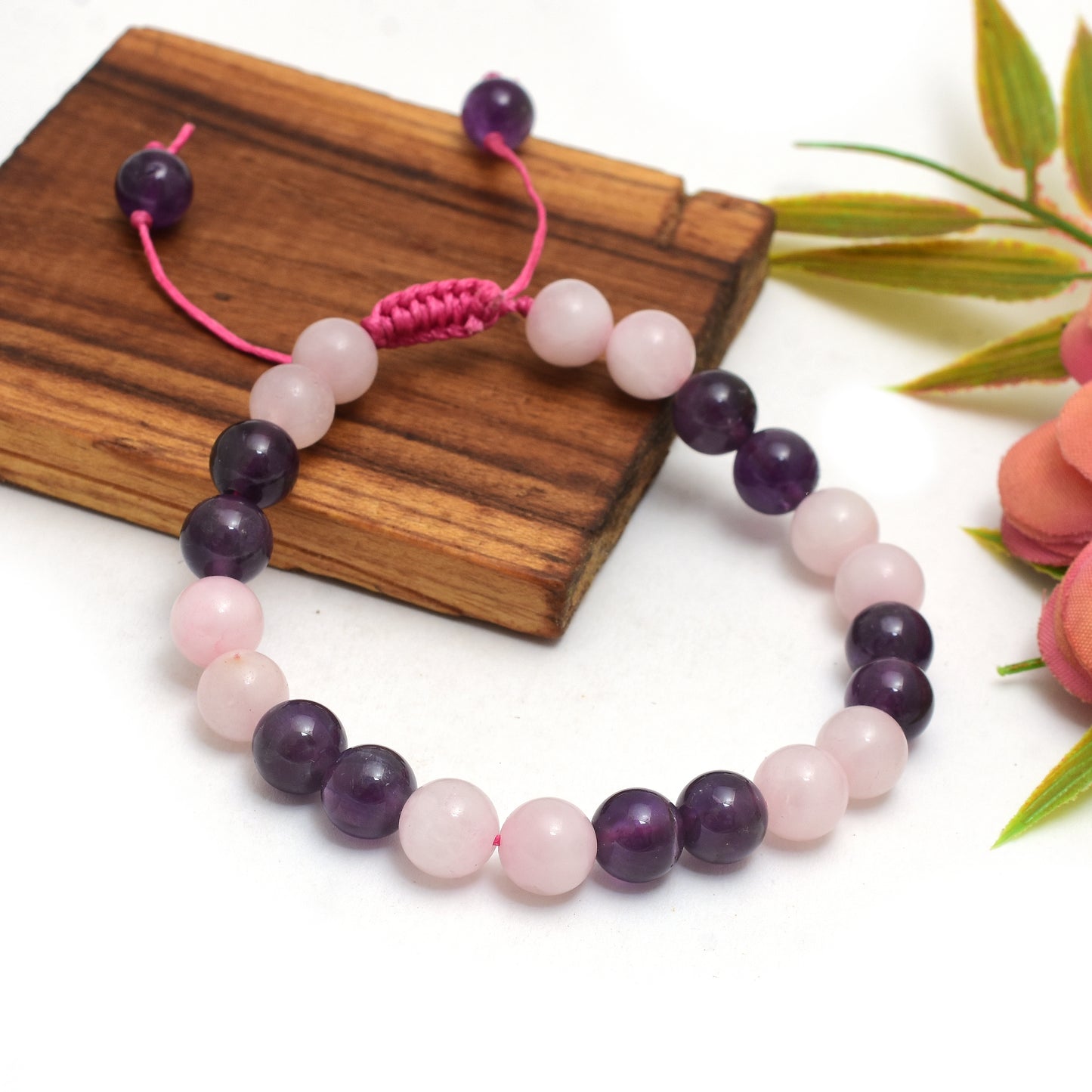 Kamal Gems | Amethyst & Rose Quartz Adjustable Bracelet