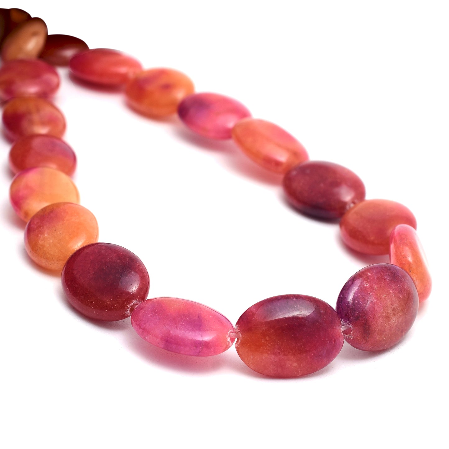 Kamal Gems | Multi-Red Oval-Shaped Beads, 15"