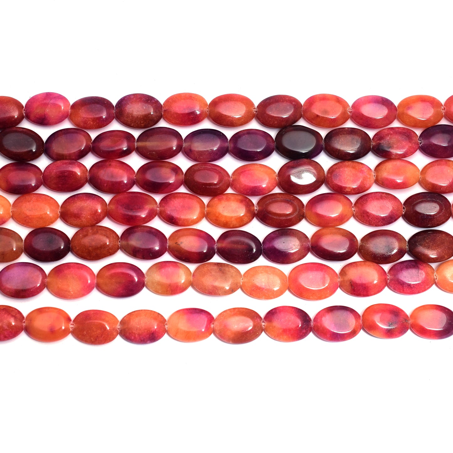 Kamal Gems | Multi-Red Oval-Shaped Beads, 15"