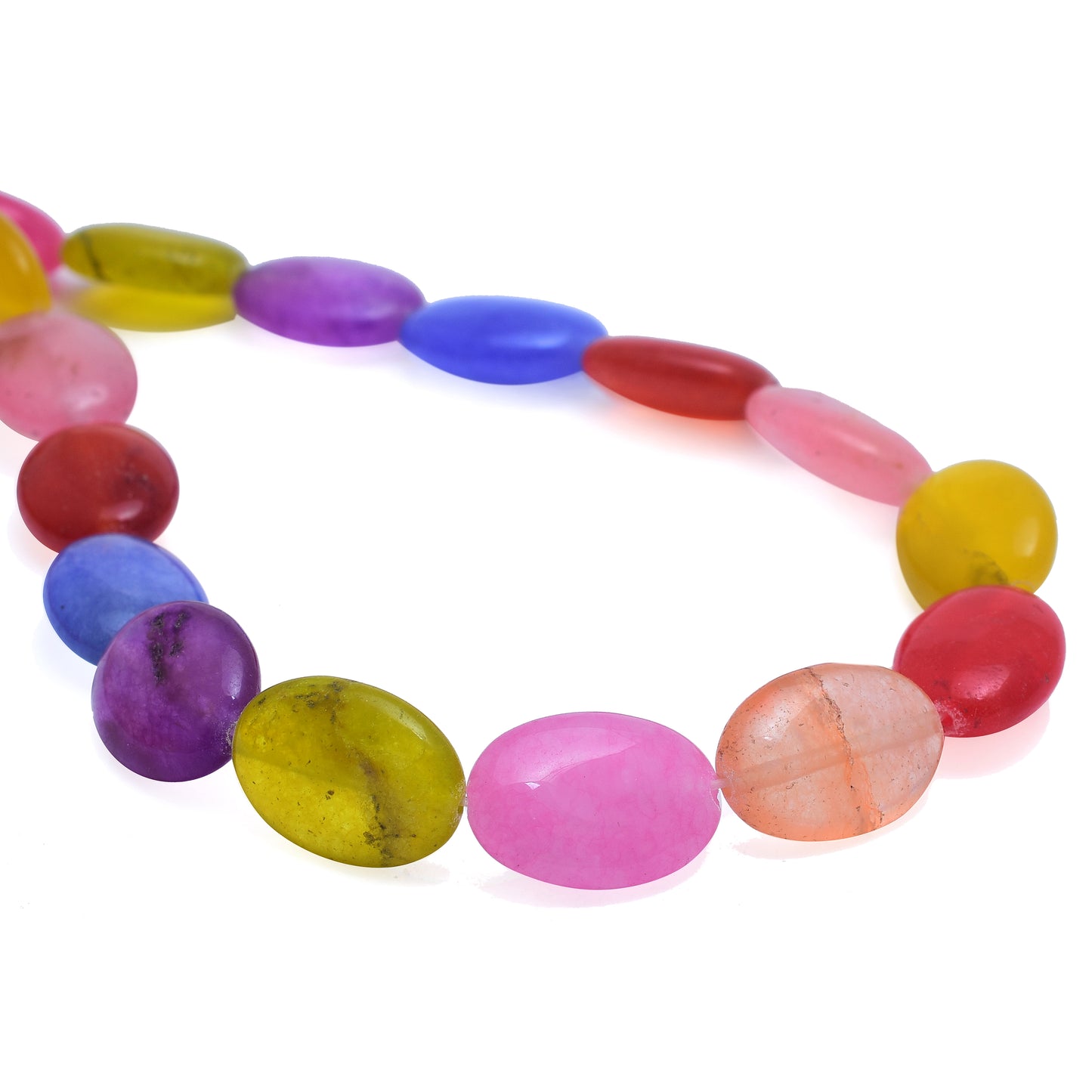 Kamal Gems | Multicolored Neon Oval-Shaped Beads, 15"