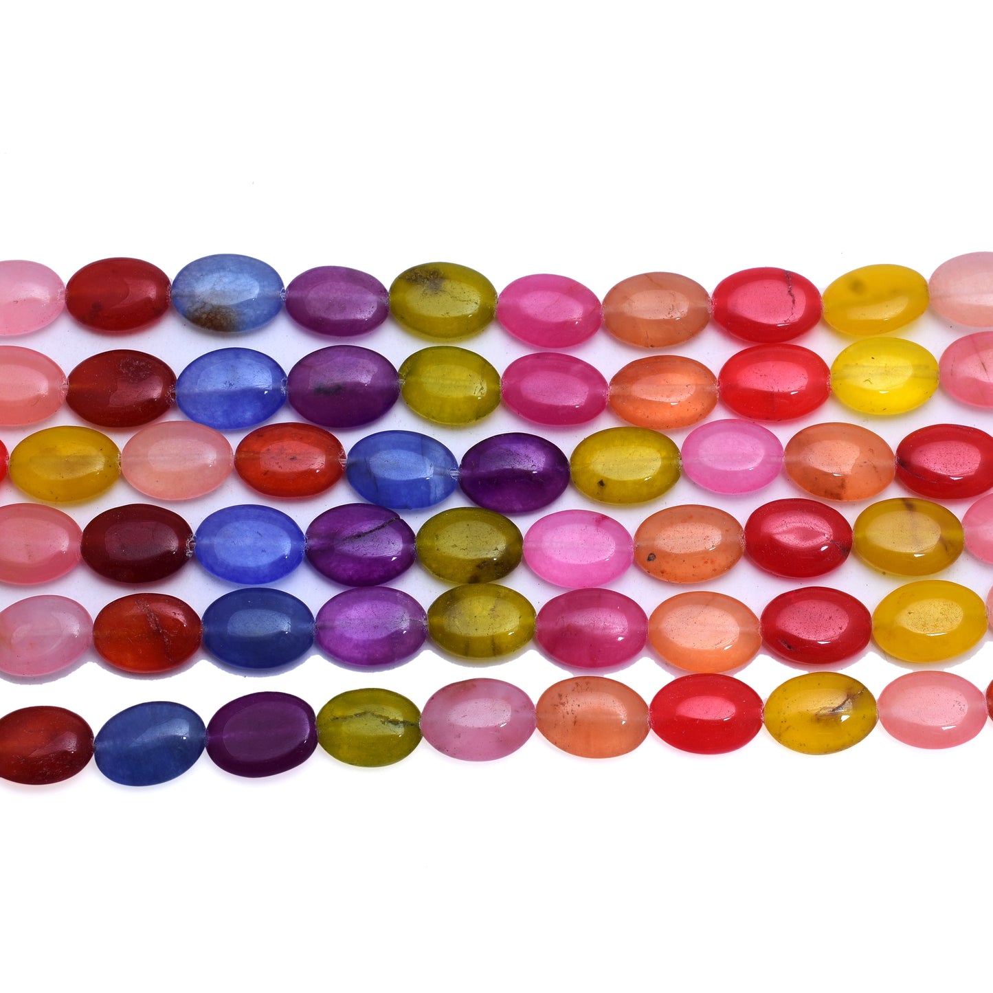 Kamal Gems | Multicolored Neon Oval-Shaped Beads, 15"