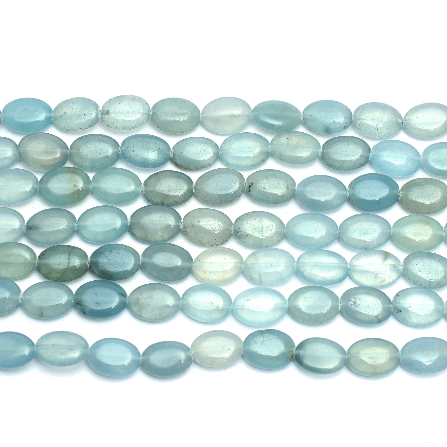 Kamal Gems | Greyish-Blue Oval-Shaped Onyx Beads, 15"