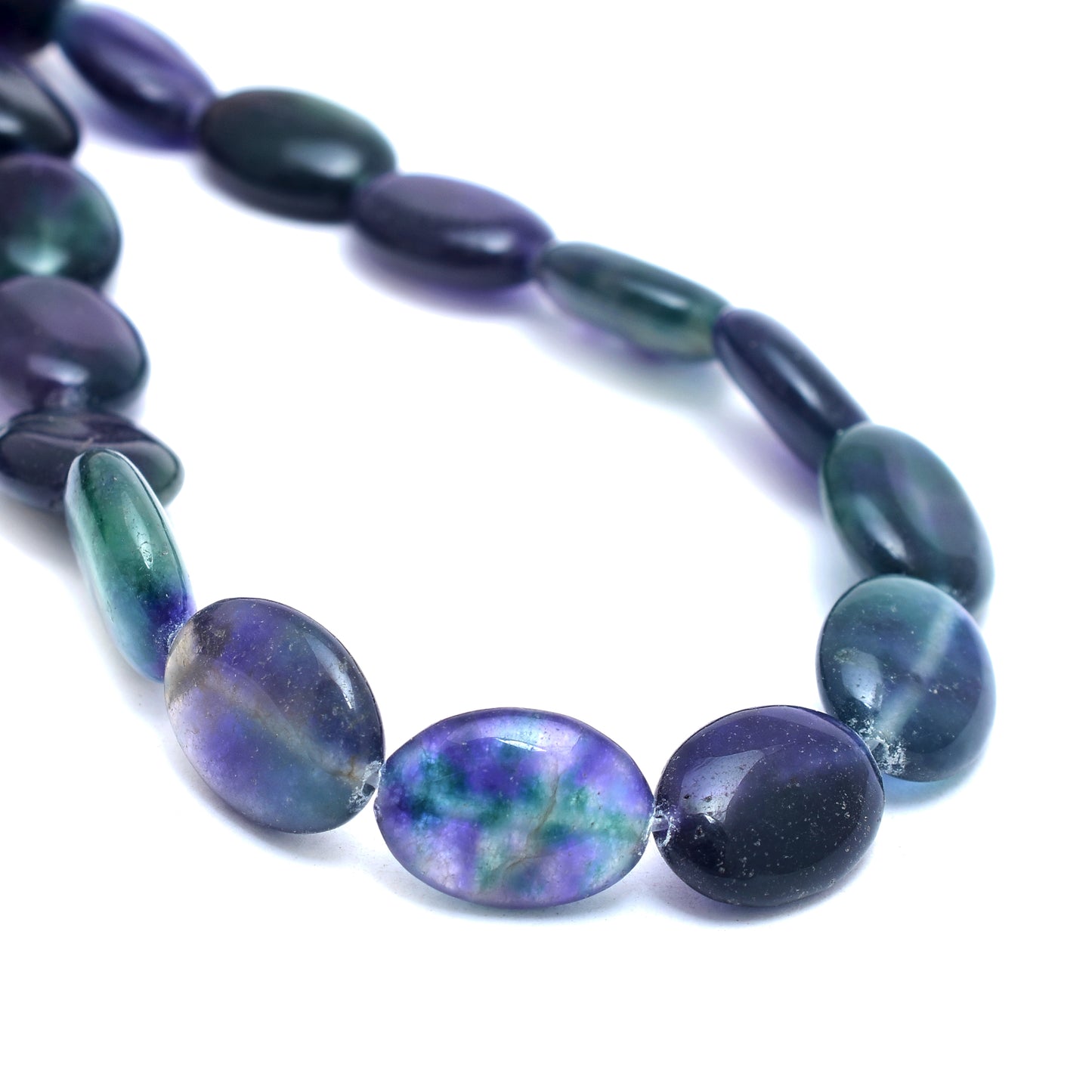 Kamal Gems | Greenish-Blue Oval-Shaped Onyx Beads, 15"