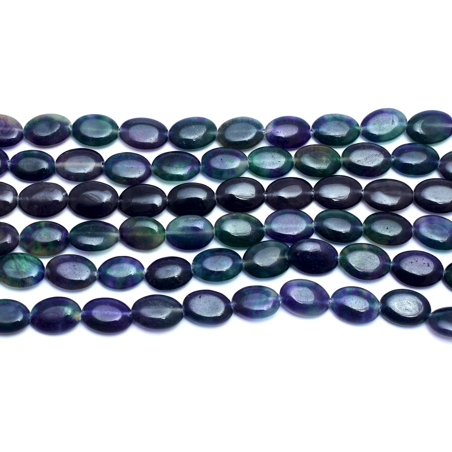 Kamal Gems | Greenish-Blue Oval-Shaped Onyx Beads, 15"