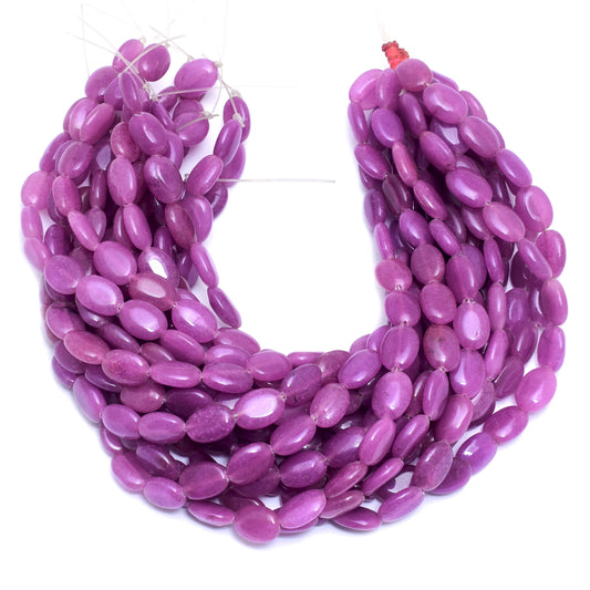 Kamal Gems | Purple Oval-Shaped Onyx Beads, 15"