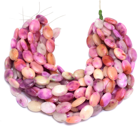 Kamal gems | Multi-Pink Oval-Shaped Onyx Beads, 15"