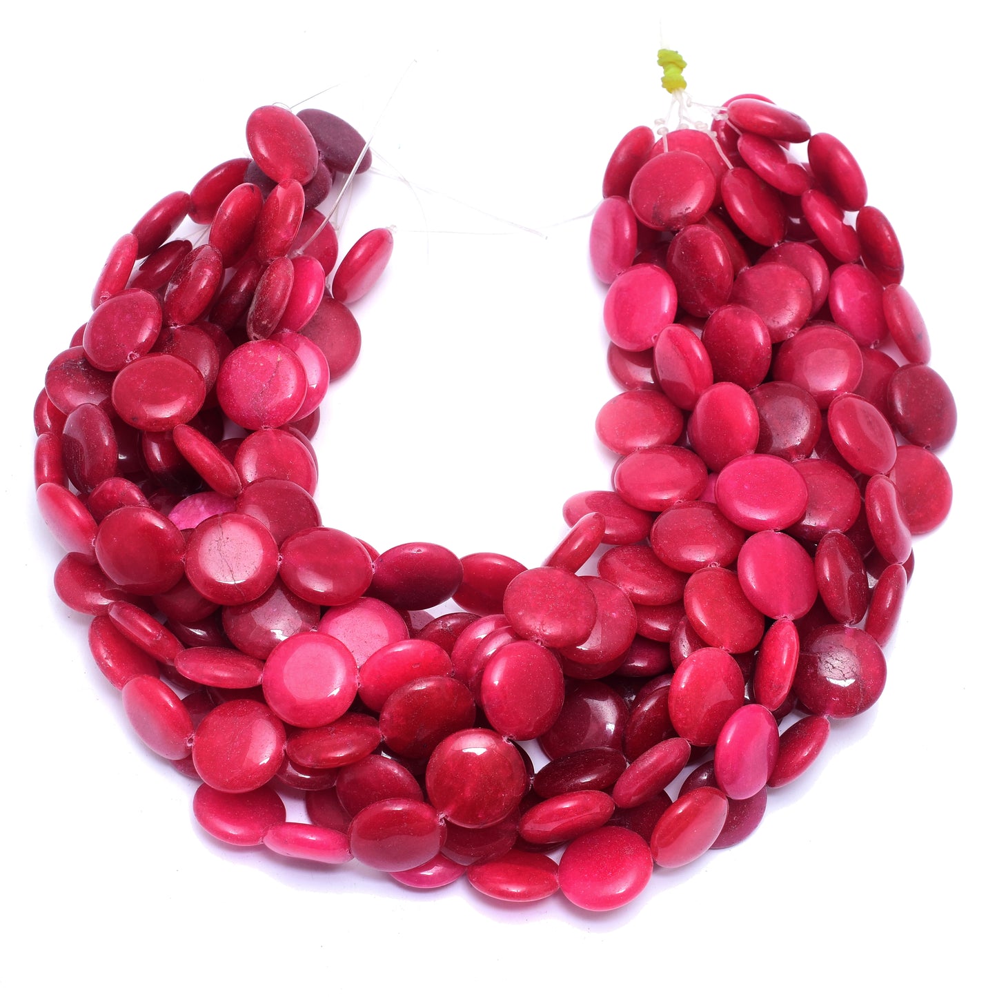 Kamal Gems | Crimson Red Coin-Shaped Onyx Beads, 15"