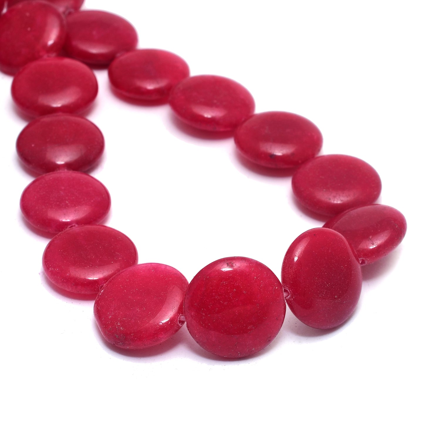 Kamal Gems | Crimson Red Coin-Shaped Onyx Beads, 15"