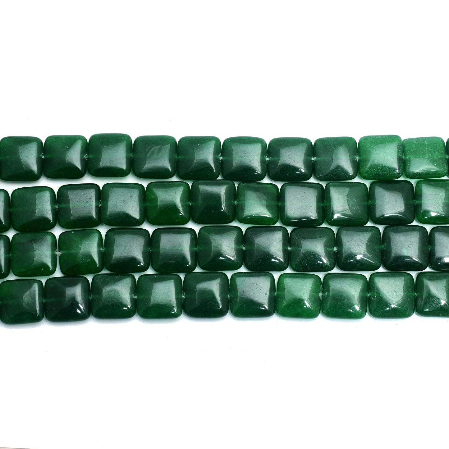 Kamal Gems | Green Square-Shaped Onyx Beads, 15"