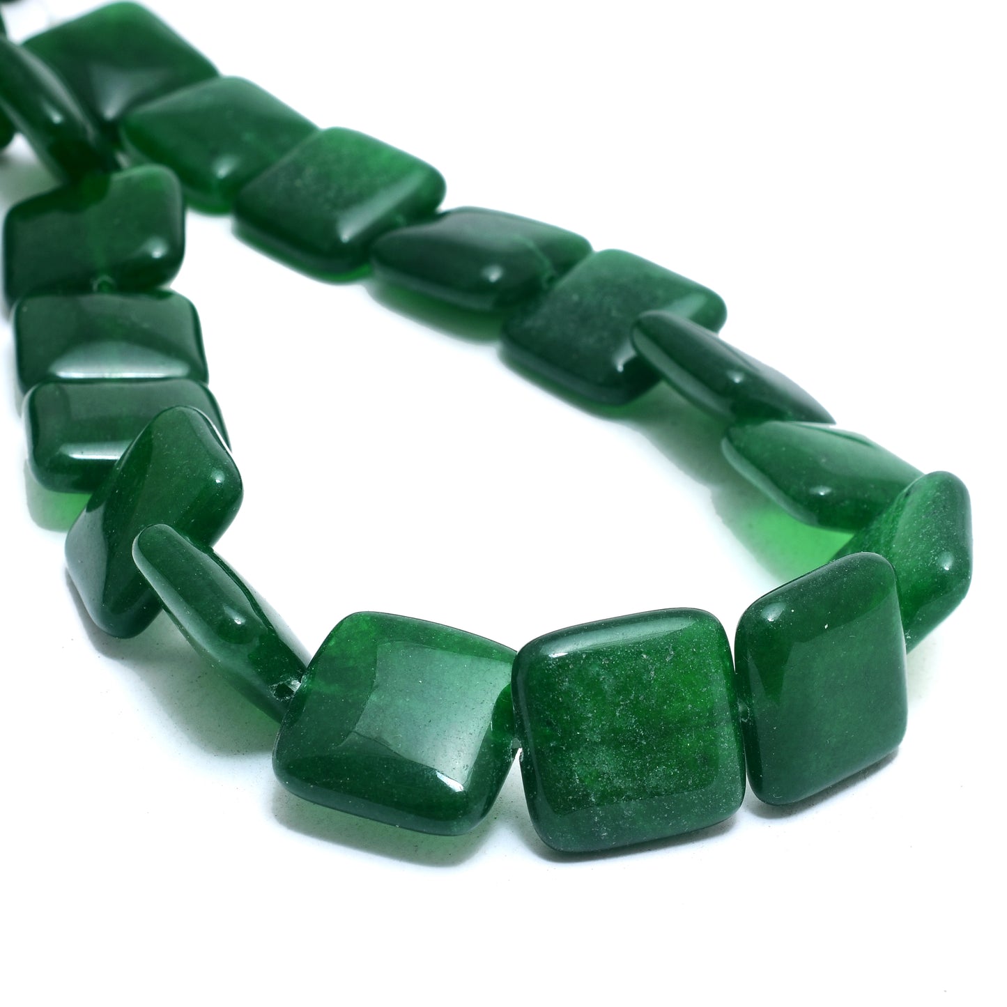 Kamal Gems | Green Square-Shaped Onyx Beads, 15"