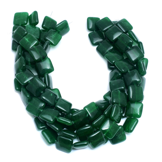 Kamal Gems | Green Square-Shaped Onyx Beads, 15"