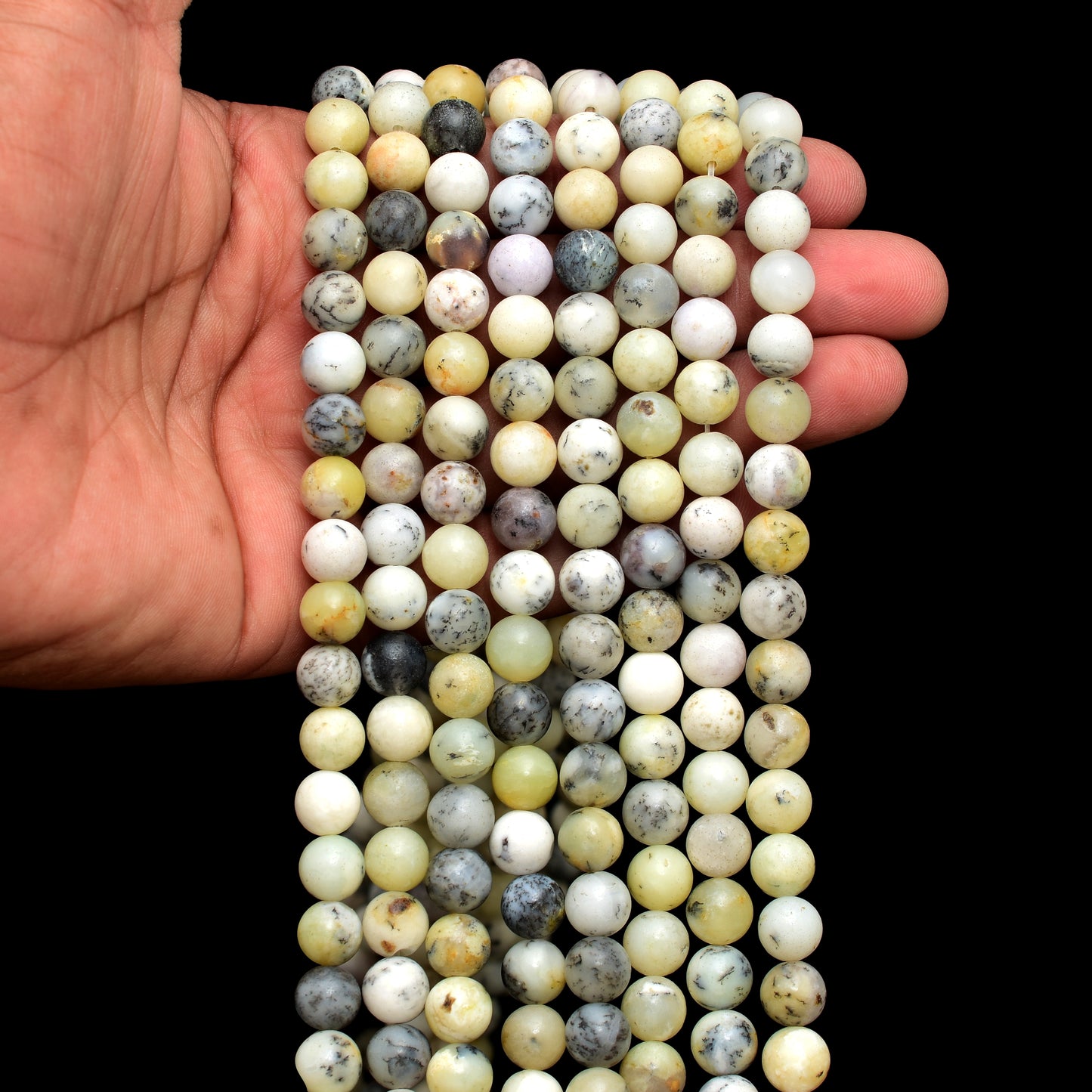 Kamal Gems| Dendritic Opal Gemstone Beads Strand, 15"