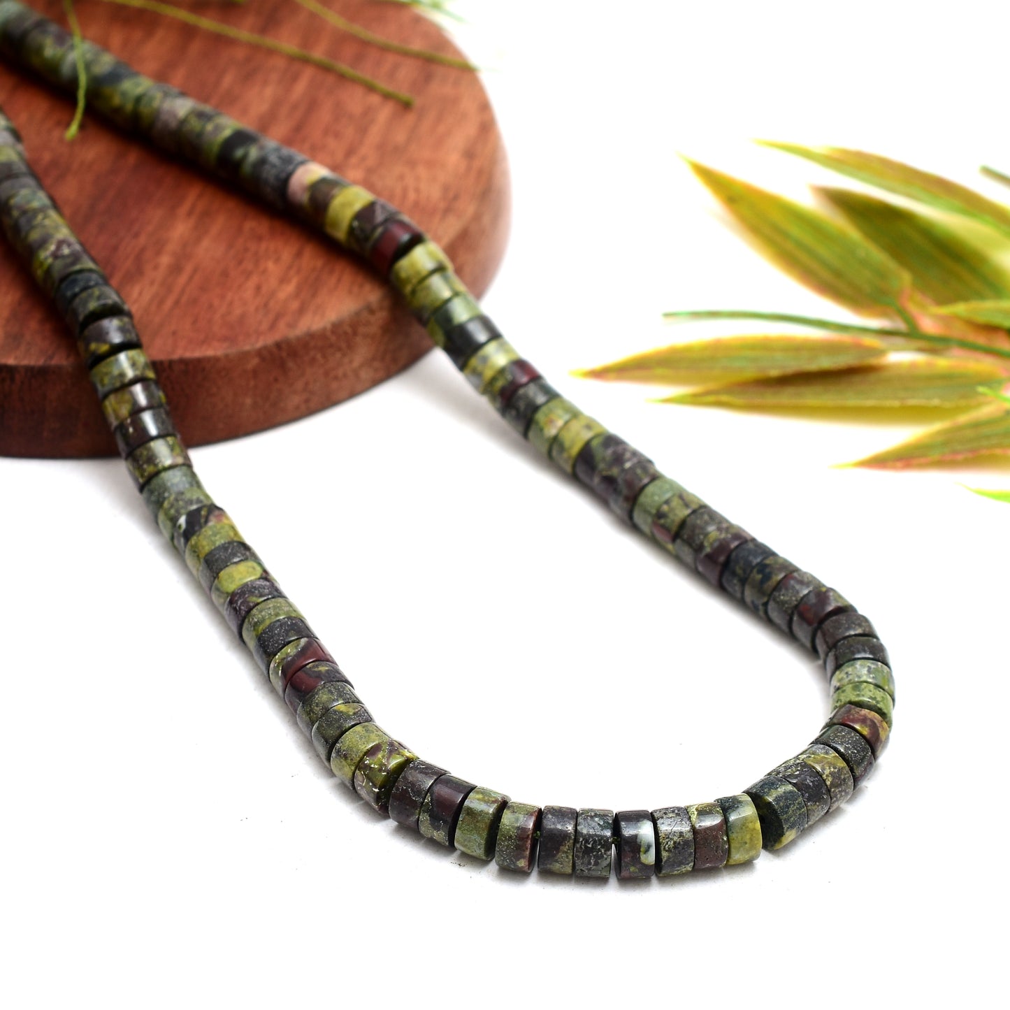 Kamal Gems | Dragon Bloodstone Tyree-Shaped Beads, 15"