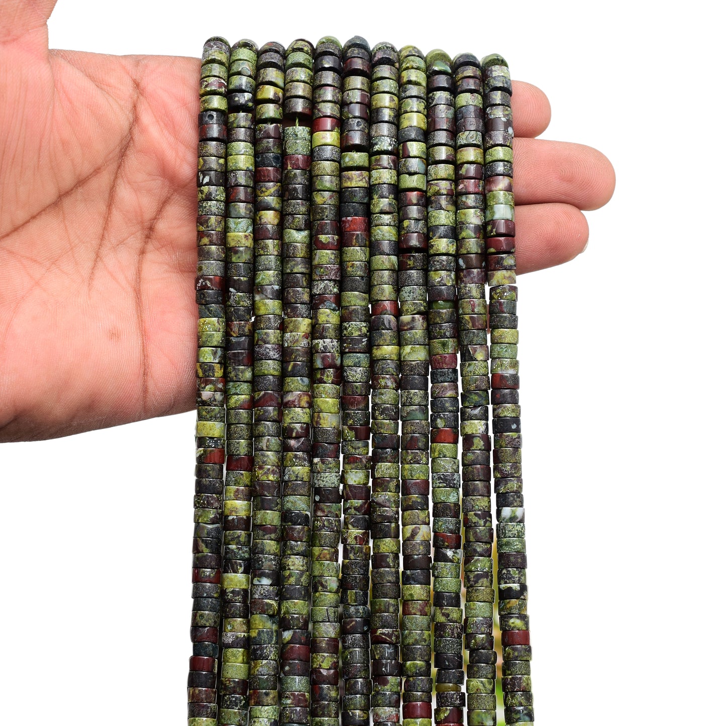 Kamal Gems | Dragon Bloodstone Tyree-Shaped Beads, 15"