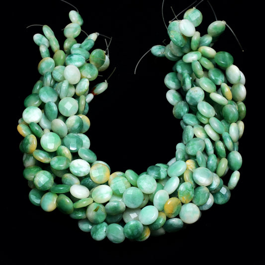 Kamal Gems | Multi-Green Coin-Shaped Onyx Beads, 15"