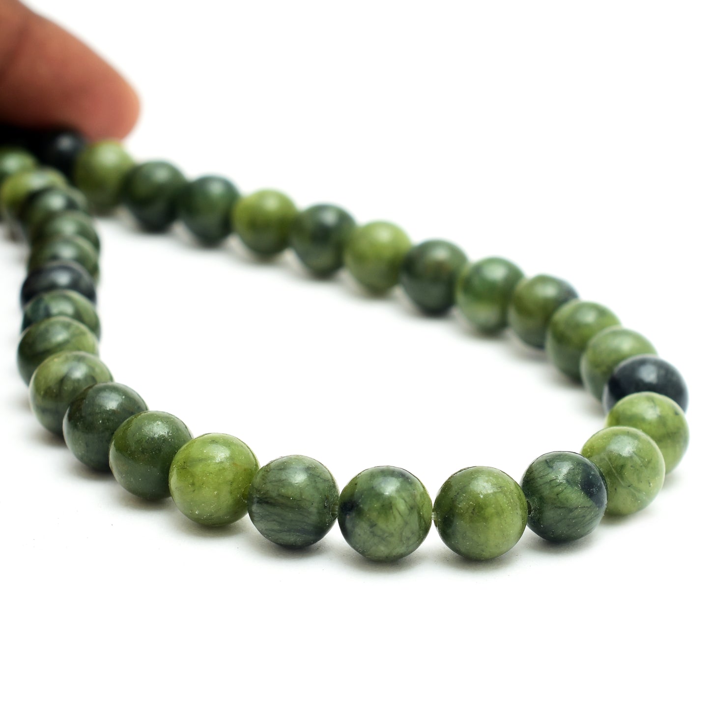 Kamal Gems | Green Jade Gemstone Beads Strand, 15"