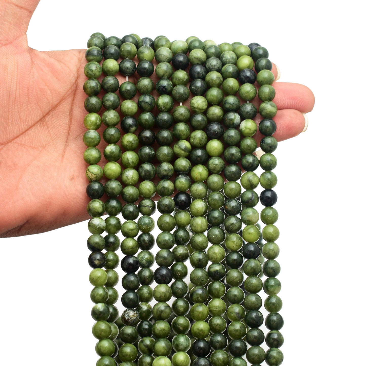 Kamal Gems | Green Jade Gemstone Beads Strand, 15"