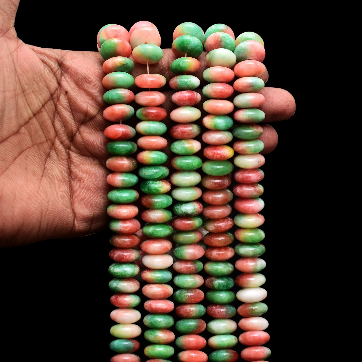 Kamal Gems | Greenish-Orange Rondelle Onyx Beads, 15"