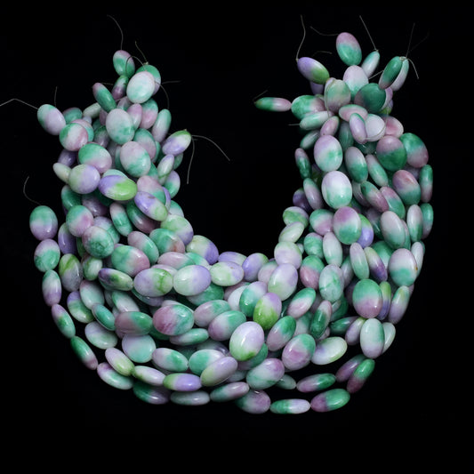 Kamal Gems | Purple-Green Oval-Shaped Beads, 15"