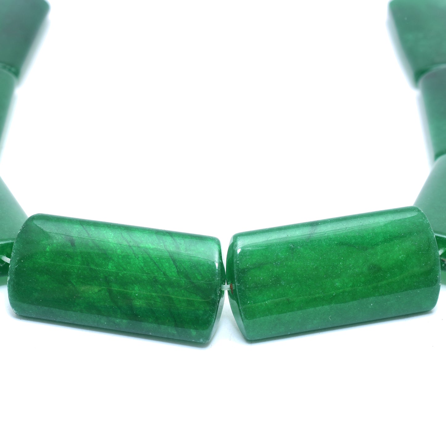 Kamal Gems | Green Rectangular-Shaped Onyx Beads, 15"