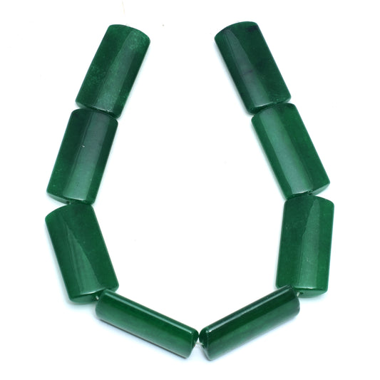 Kamal Gems | Green Rectangular-Shaped Onyx Beads, 15"