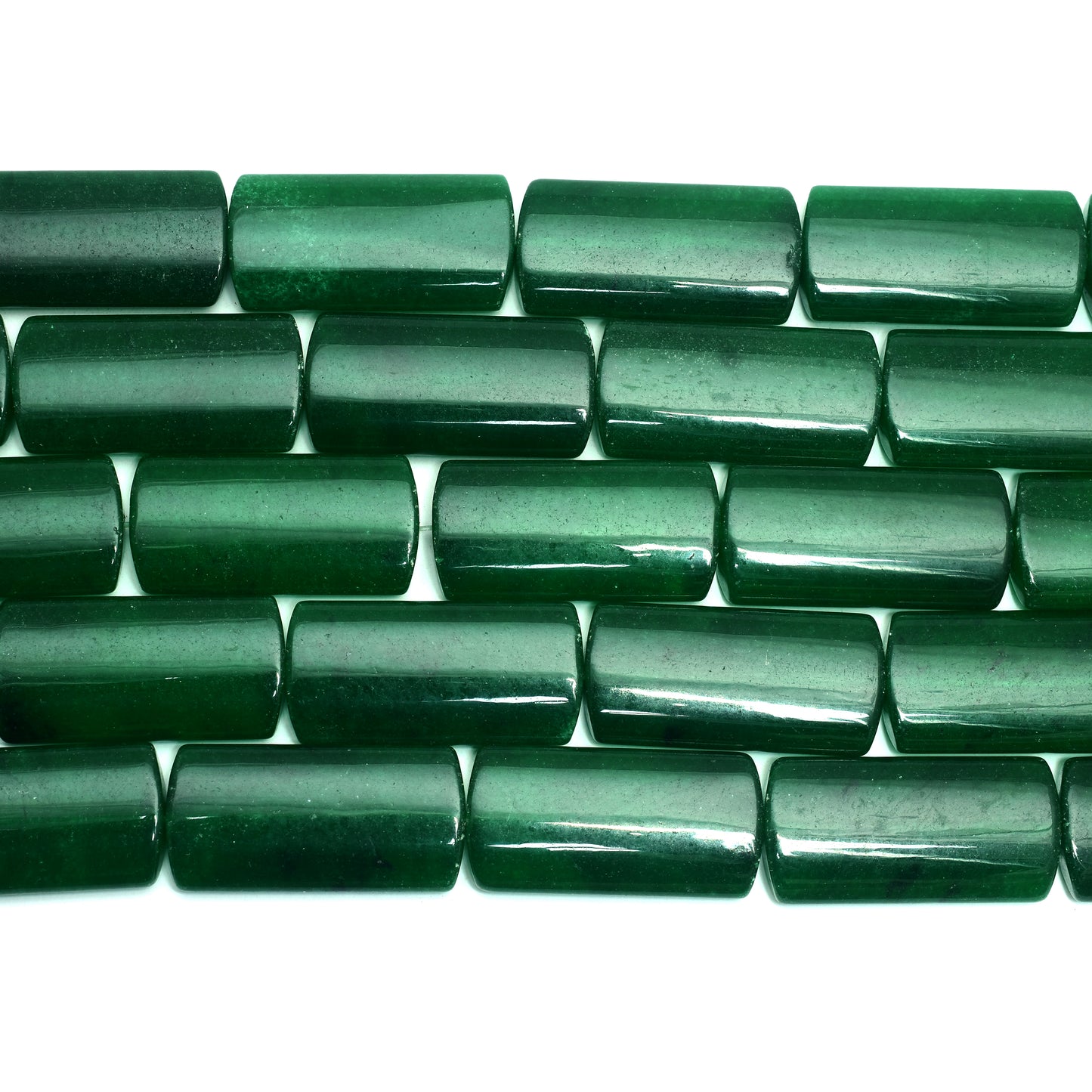 Kamal Gems | Green Rectangular-Shaped Onyx Beads, 15"