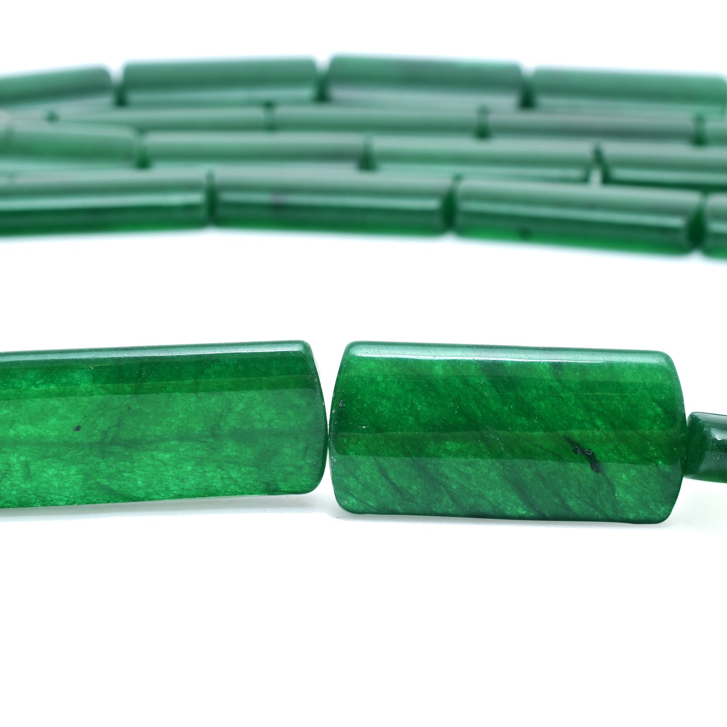 Kamal Gems | Green Rectangular-Shaped Onyx Beads, 15"