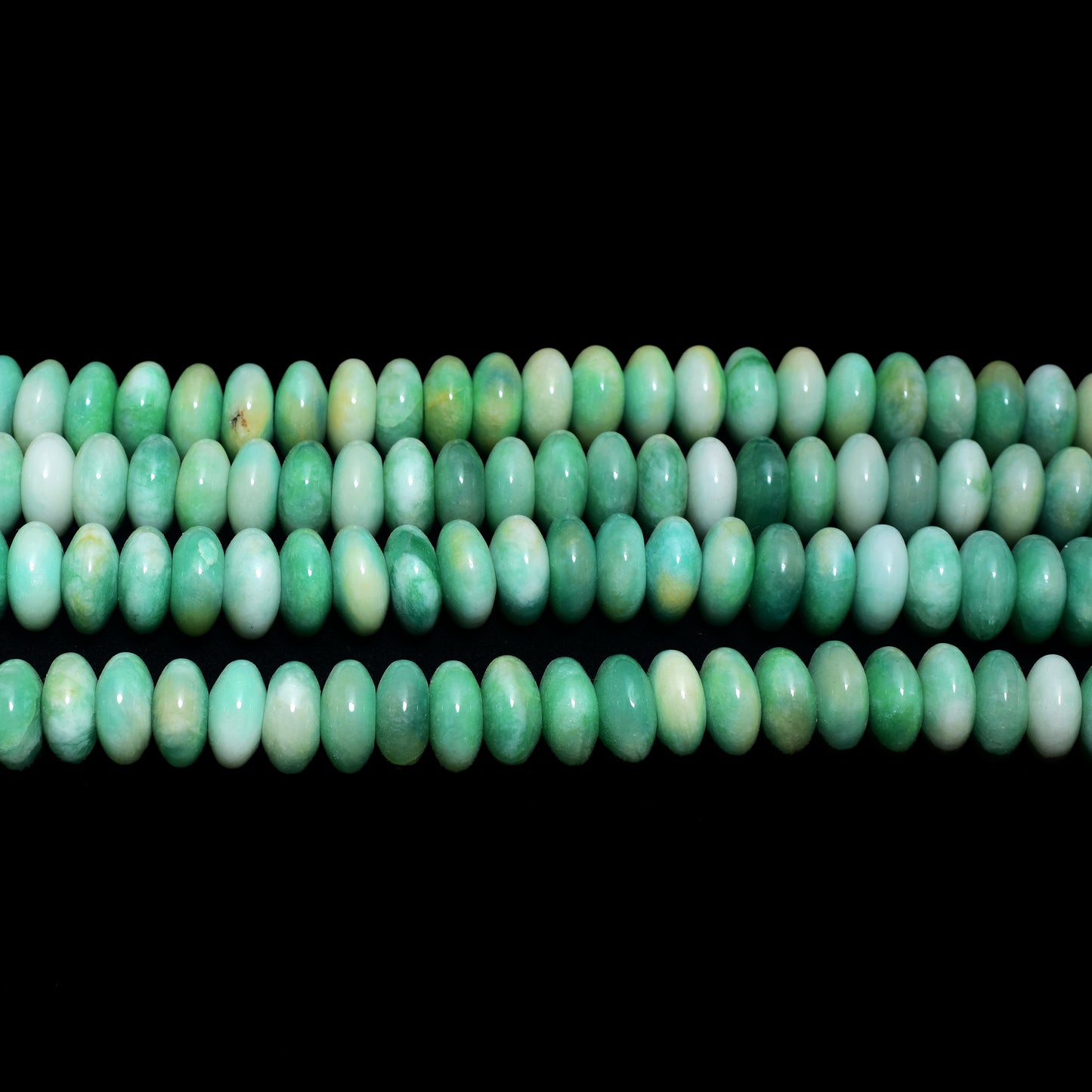 Kamal Gems | Green Rondelle Onyx Beads, 15"