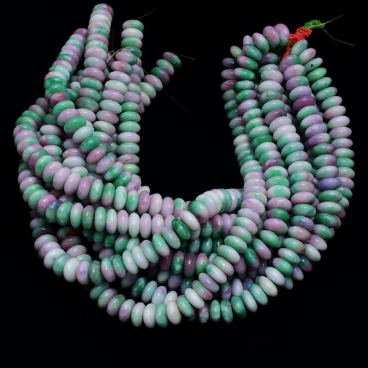 Kamal Gems | Purple-Green Rondelle Beads, 15"