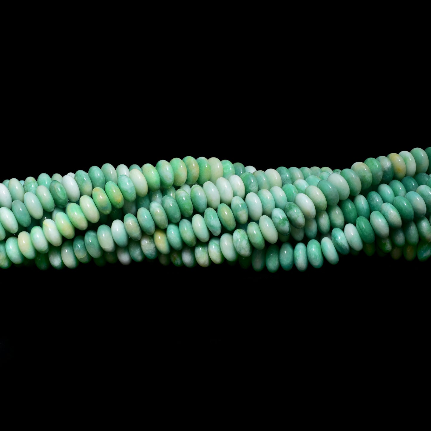 Kamal Gems | Green Rondelle Onyx Beads, 15"