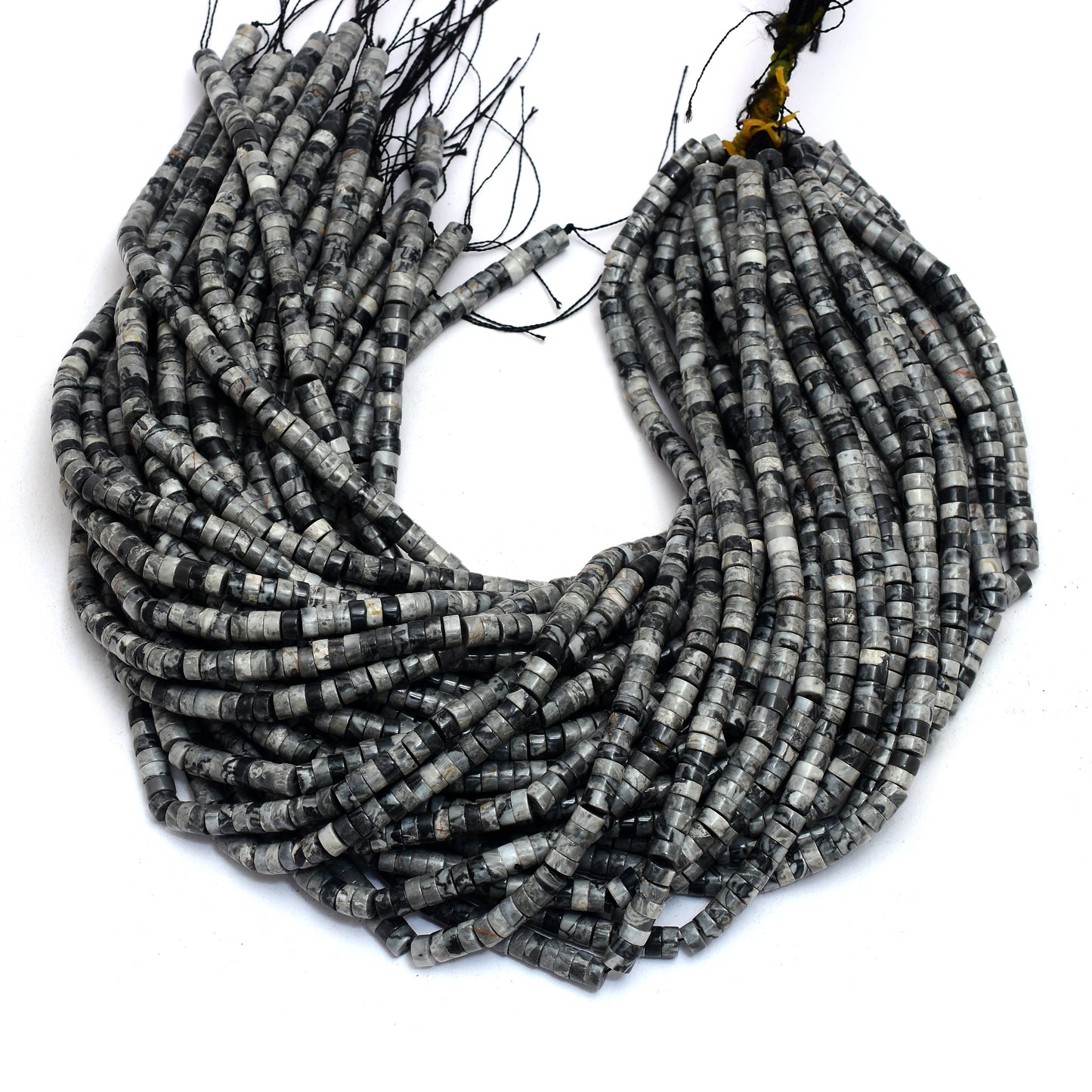 Kamal Gems | Grey Jasper Tyree-Shaped Beads, 15"