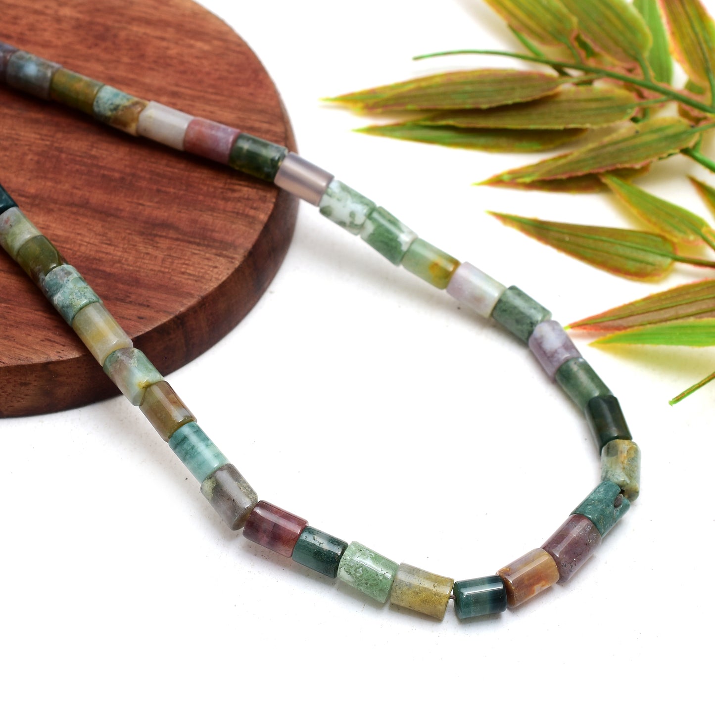 Kamal Gems | Indian Agate Tube-Shaped Gemstone Beads, 15"