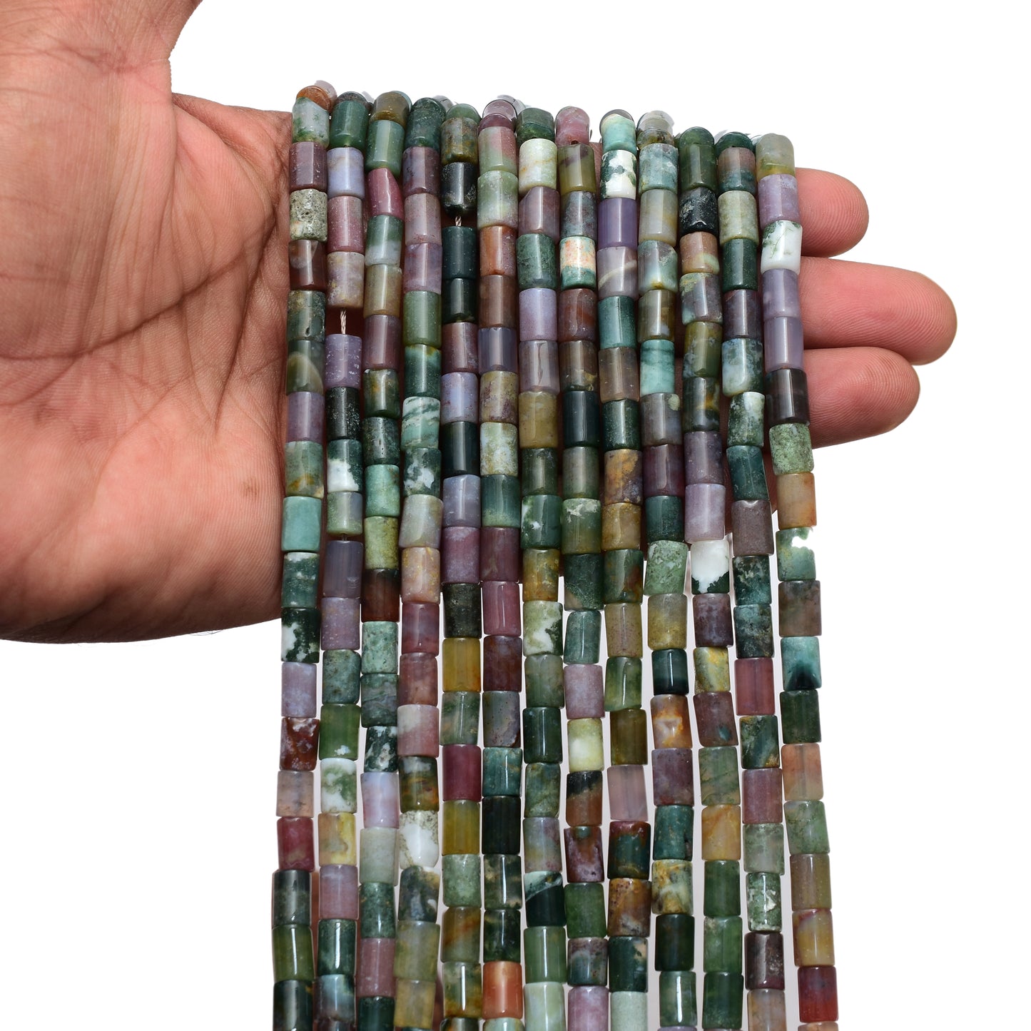 Kamal Gems | Indian Agate Tube-Shaped Gemstone Beads, 15"