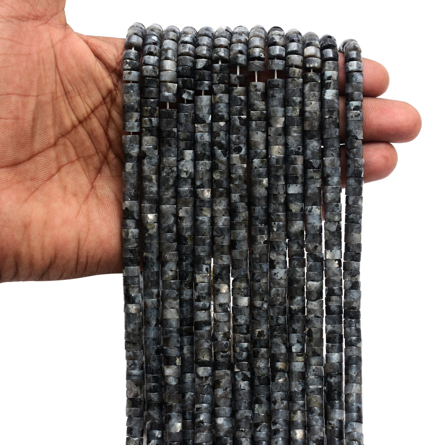 Kamal Gems | Larvikite Tyree-Shaped Gemstone Beads, 15"