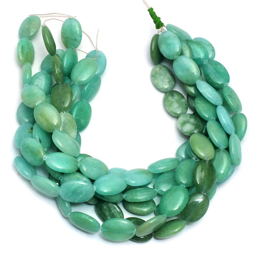 Kamal Gems | Sea Green Oval-Shaped Onyx Beads, 15"