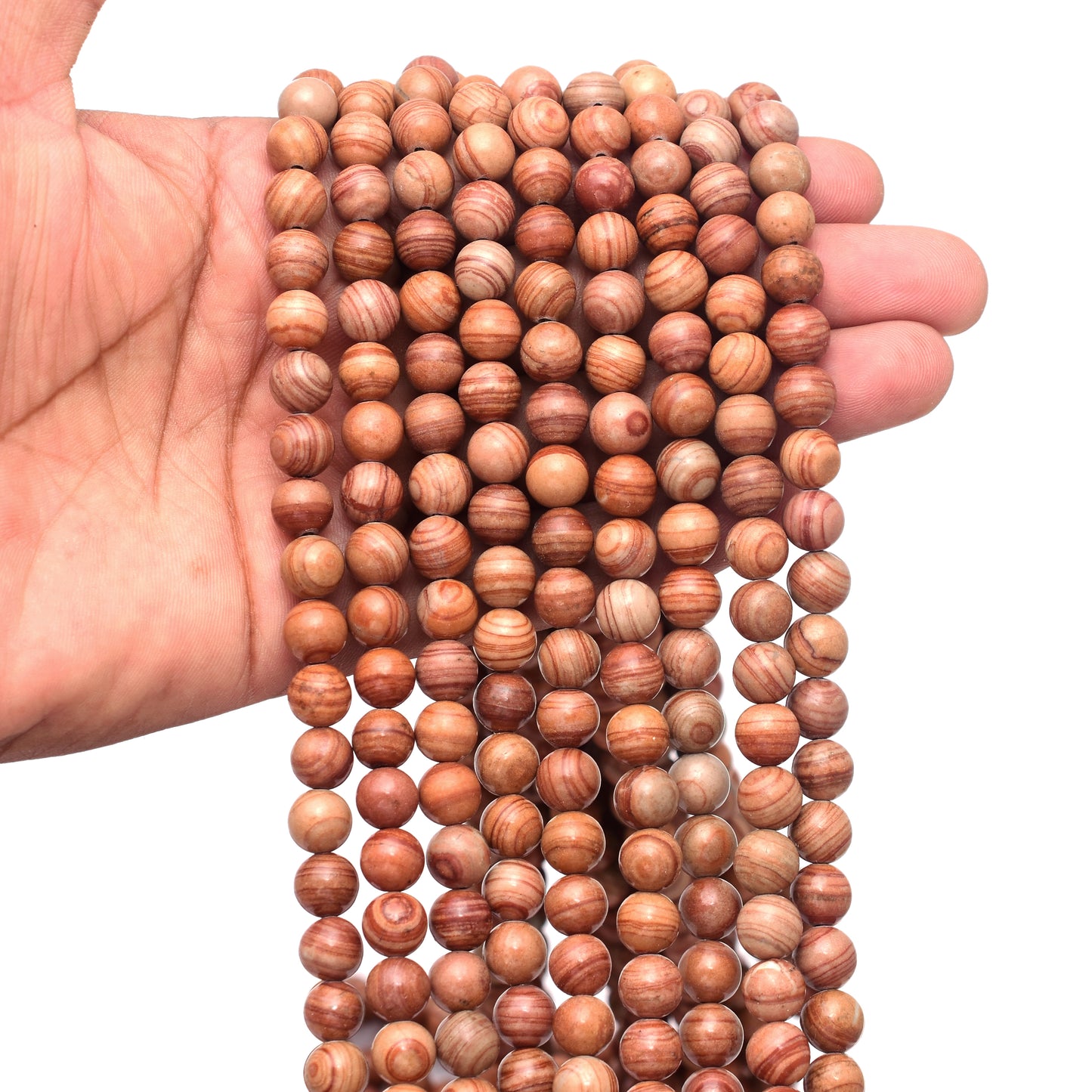 Kamal Gems | Red Line Jasper Gemstone Beads Strand, 15"