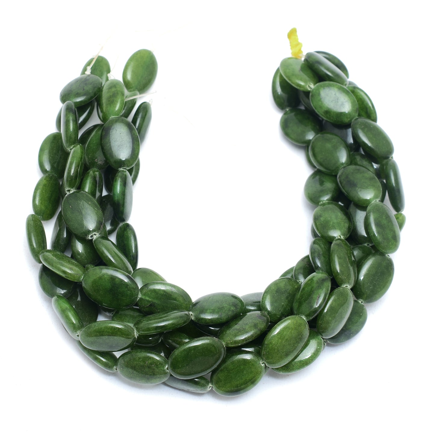 Kamal Gems | Hunter Green Oval-Shaped Onyx Beads, 15"