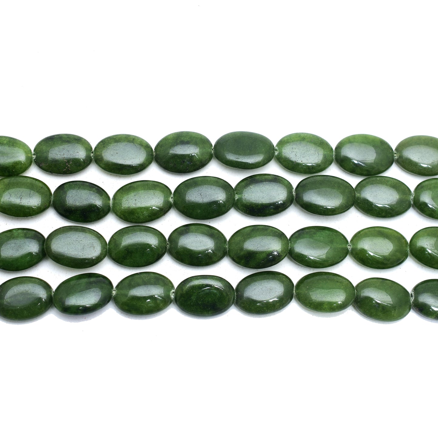 Kamal Gems | Hunter Green Oval-Shaped Onyx Beads, 15"